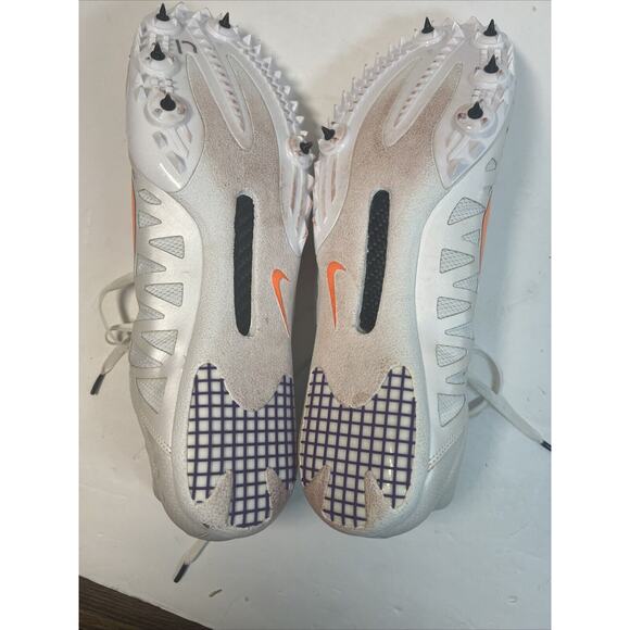 Nike Mens Shoe 13 White Orange Track Cleat Spikes Running Zoom Maxcat Bowerman - Picture 5 of 13